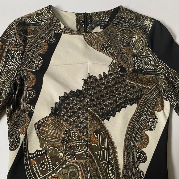 Etro Milano Paisley Peplum Top Womens Size 42 Multicolor Viscose Wool - Picture 2 of 16
